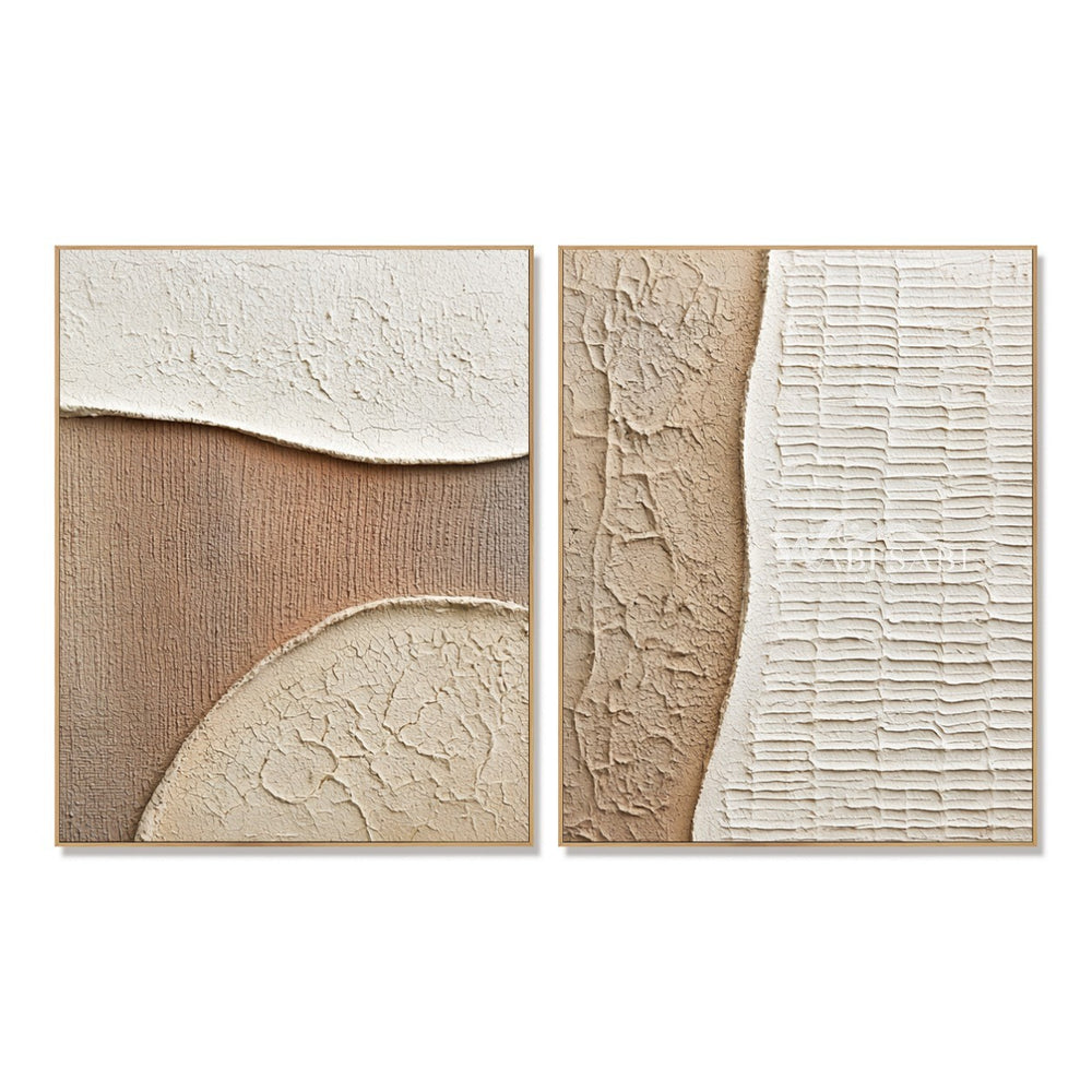Beige Quarter Circle and Ridge Diptych — WS-0174 — artwork view