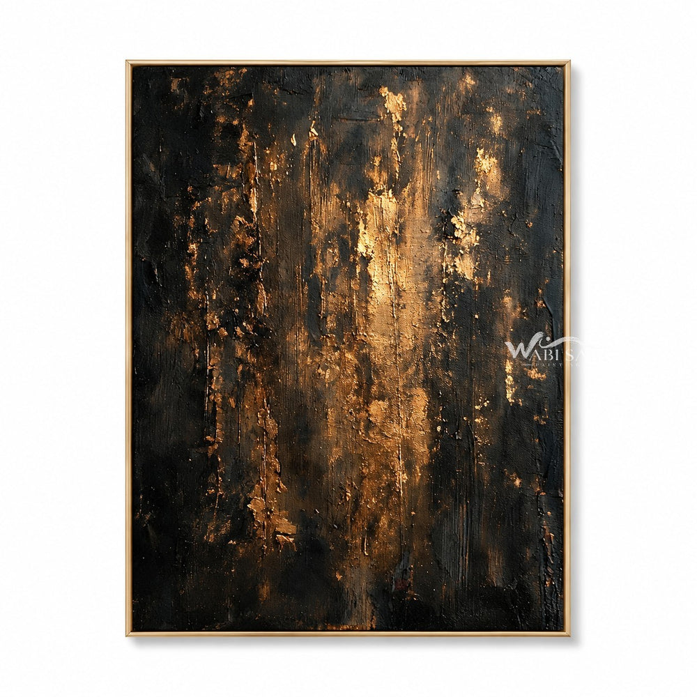 Black and Gold Color Streak Abstract Wall Art — WS-0070 — artwork view