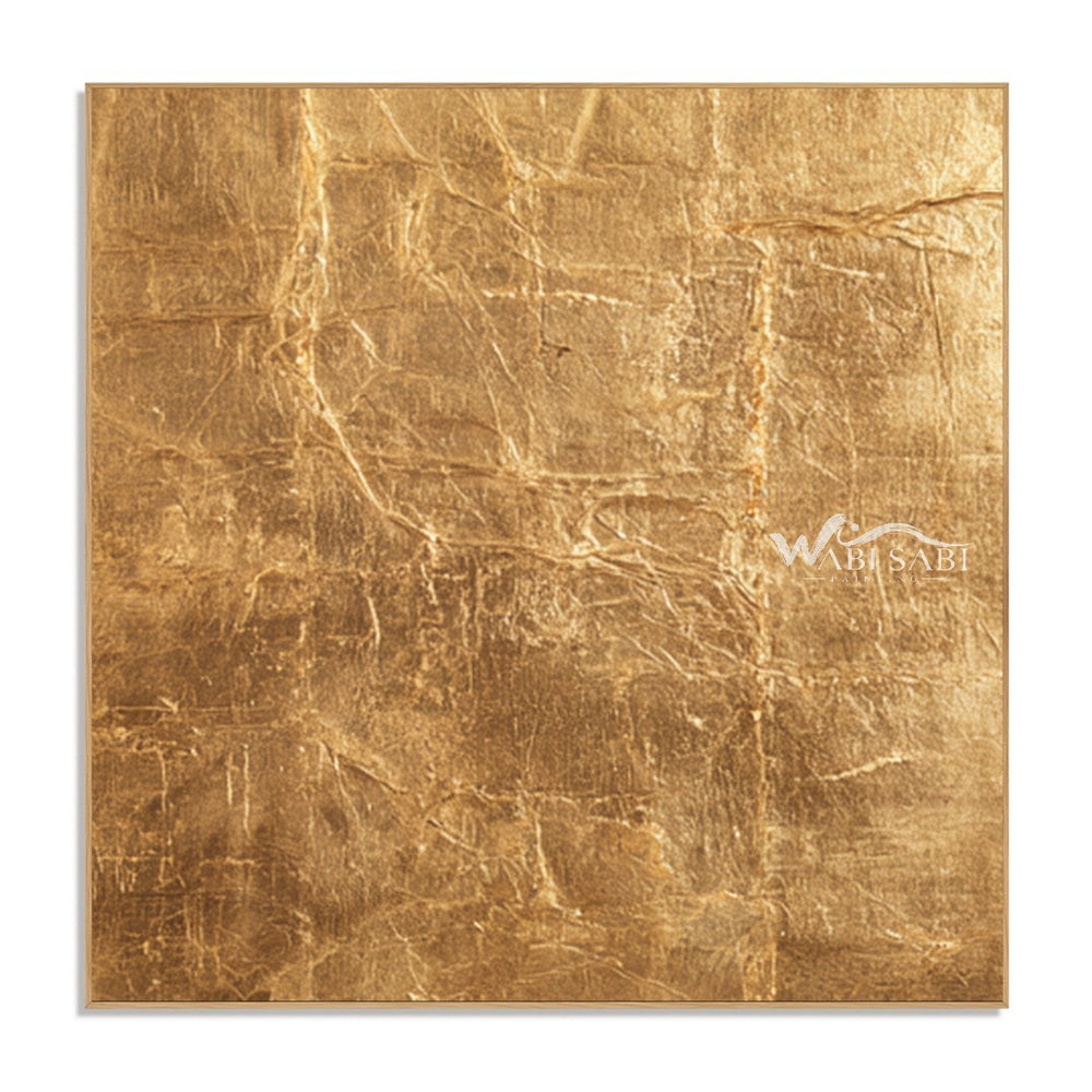 Gold Tone Creased Surface Abstract Painting — WS-0158 — artwork view