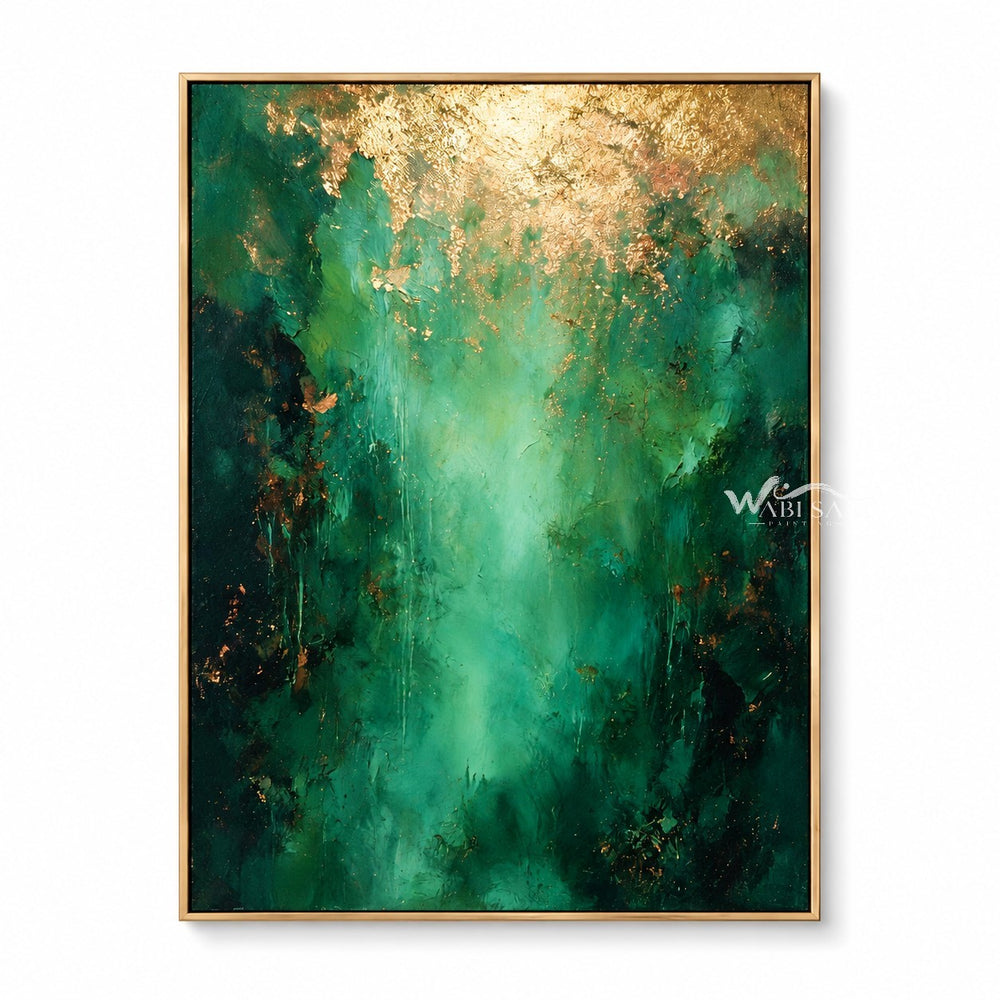 Green and Gold Color Abstract Wall Art — WS-0067 — artwork view