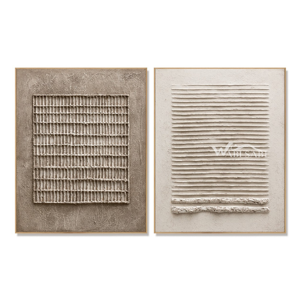 Grid and Ridges Neutral 2-Piece Set — WS-0253 — artwork view