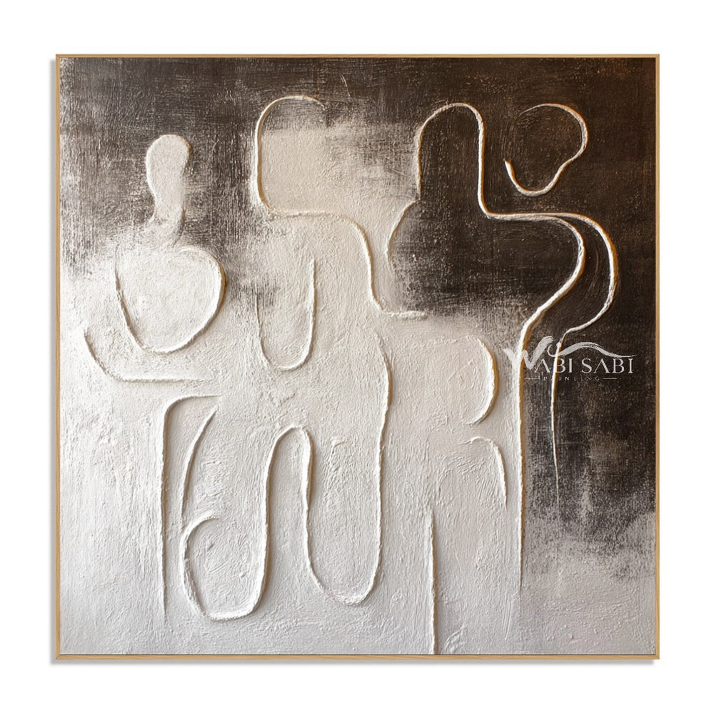 Interlocking Black and White Figures Painting — WS-0197 — artwork view