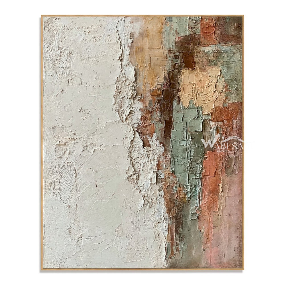 Ivory and Terracotta Broken Block Painting — WS-0176 — artwork view