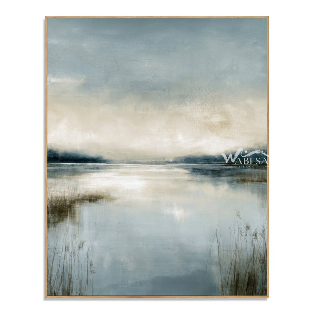 Misty Blue Lake with Reeds Wall Art — WS-0127 — artwork view