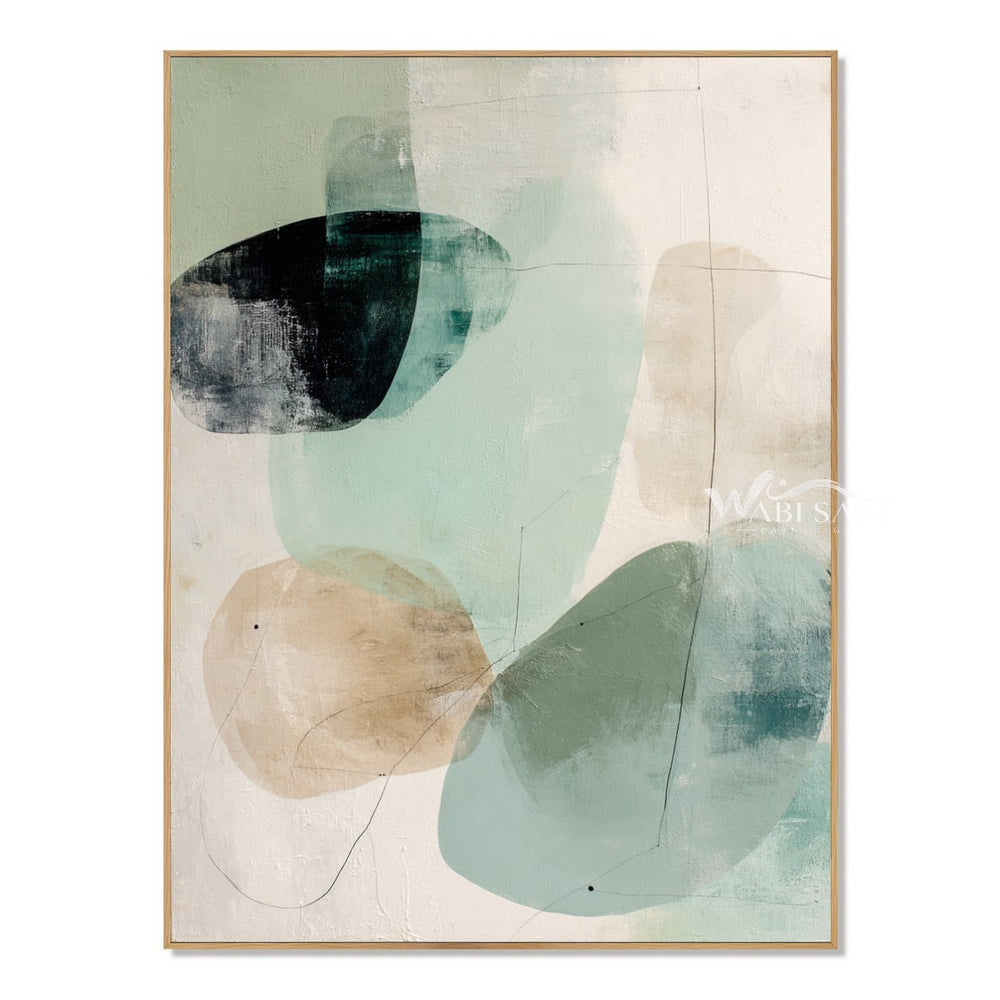 Sage Oval Shapes and Fine Lines Painting — WS-0171 — artwork view