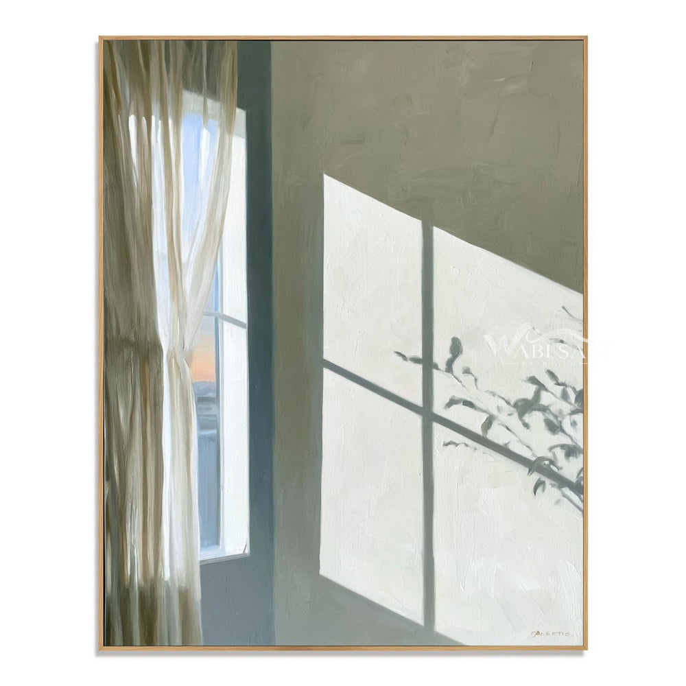 Sage Window Light and Curtain Painting — WS-0162 — artwork view