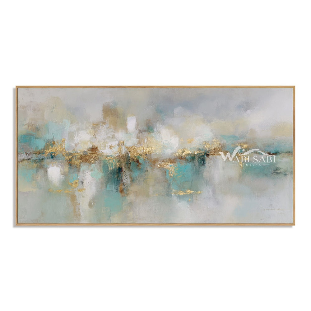 Soft Aqua Horizon with Gold Accents Wall Art — WS-0113 — artwork view