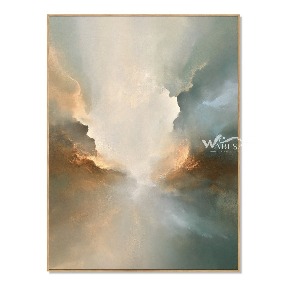 Soft Cream and Sage Cloud Abstract Painting — WS-0157 — artwork view