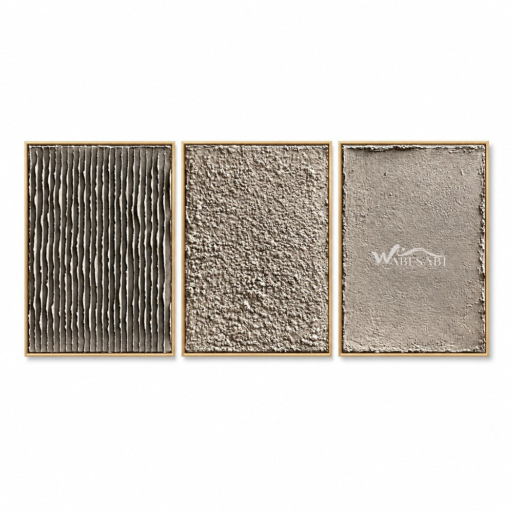 Taupe Texture Study Triptych Wall Art — WS-0103 — artwork view