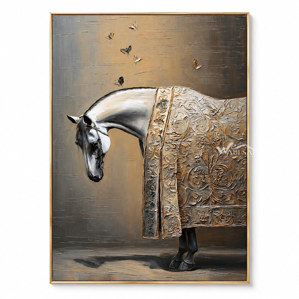 White Horse and Butterflies Wall Art — WS-0107 — artwork view