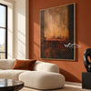 Amber Opening Abstract Painting shown above a sofa.