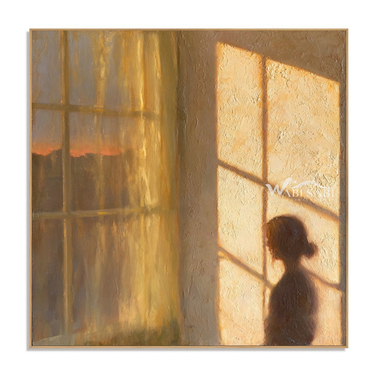 Amber Window Light and Figure Painting. Dark figure in profile.