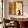 Amber Window Light and Figure Painting shown in a dining area.