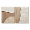 Beige Quarter Circle and Ridge Diptych. Quarter-circle and horizontal ridge motifs.