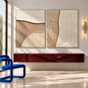 Beige Quarter Circle and Ridge Diptych shown above a console.