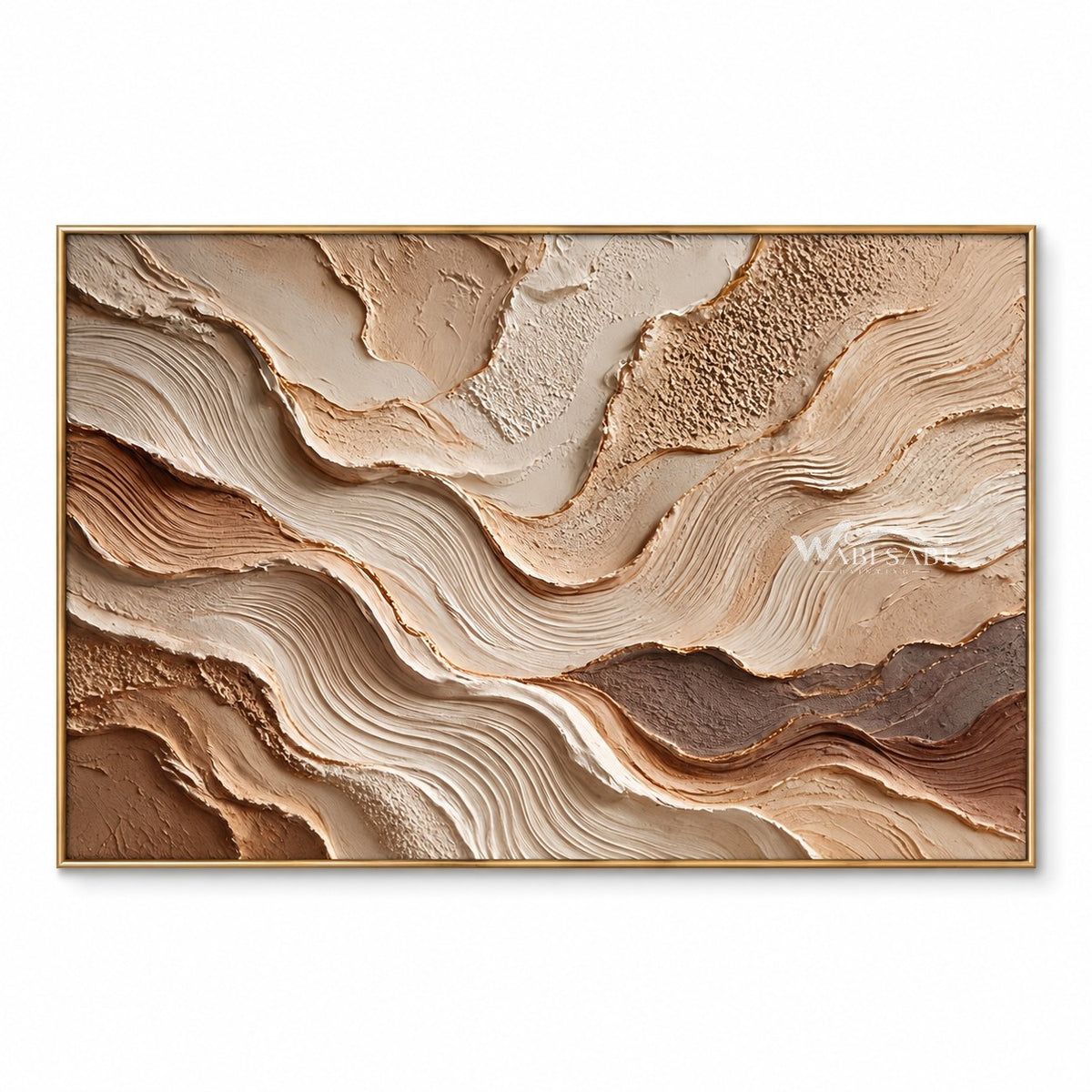 Fine lower contours in beige, cream, brown. Rough-looking upper patches.