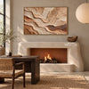 Beige Strata and Fine Contour Wall Art shown above a fireplace.