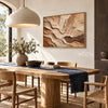 Beige Strata and Fine Contour Wall Art shown behind a dining table.