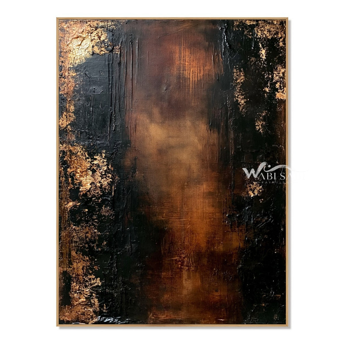 Black and Burnished Brown Abstract Wall Art. Dark outer field.
