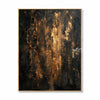 Broken vertical gold-colored trails in black, gold. Mostly black background.