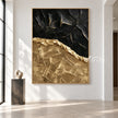 Black and Gold Faultline Painting shown in an open interior.