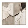 Two vertical panels in black, gray, cream. Black connecting curve.