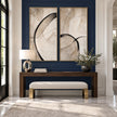 Black Loop and Fine Arc Diptych Wall Art shown above a wood console.