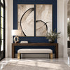 Black Loop and Fine Arc Diptych Wall Art shown above a wood console.