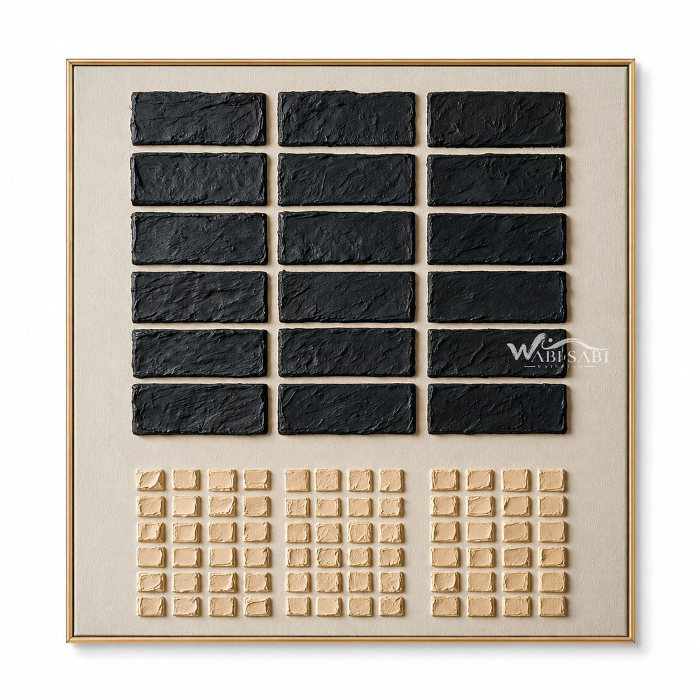 Black Rectangle Grid and Sand Squares Wall Art — WS-0062 — artwork view