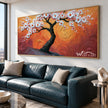Blossom Tree in Amber Swirls shown above a sofa.
