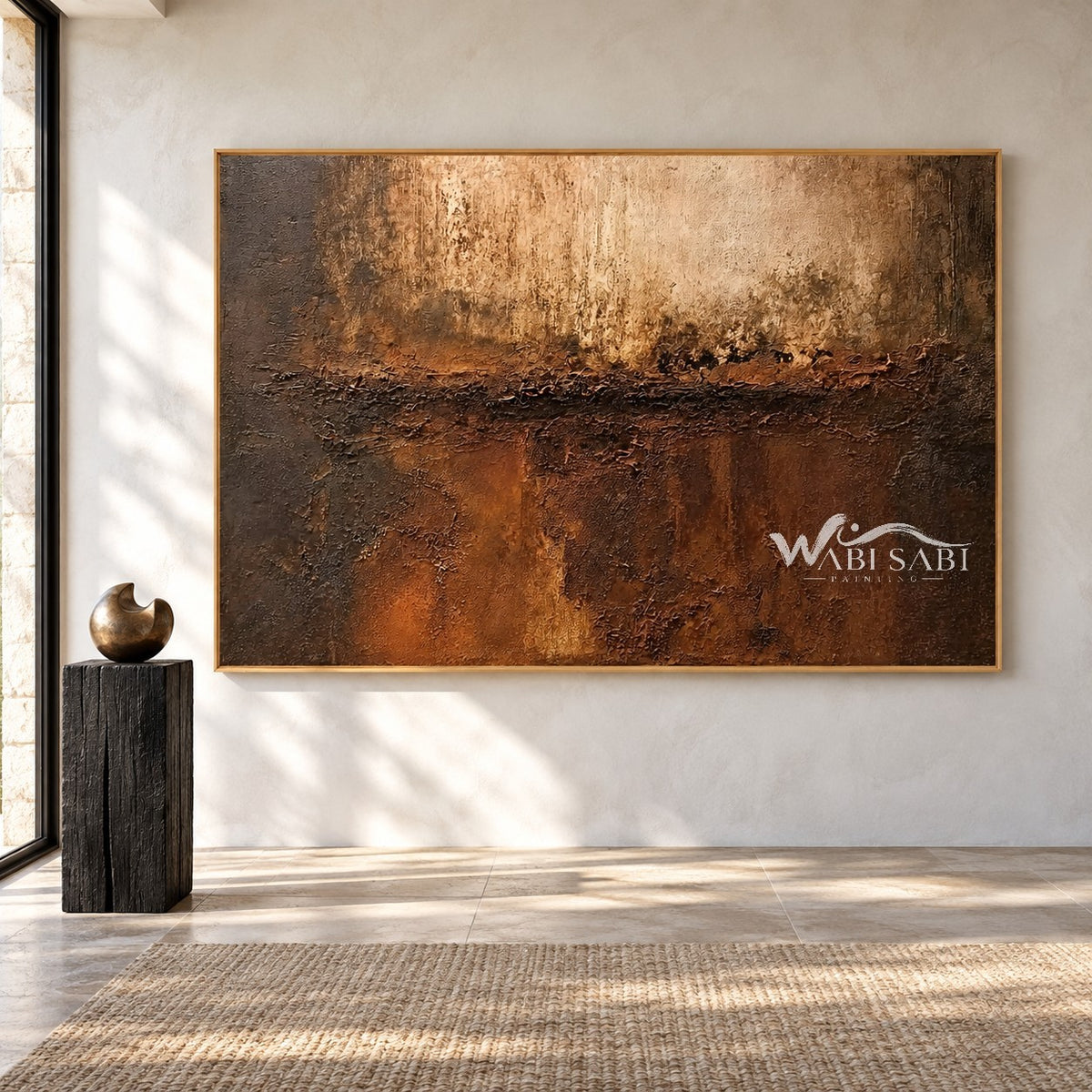 Bronze Divide Textured Wall Art shown in an open interior.