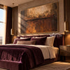 Bronze Divide Textured Wall Art shown in a bedroom.