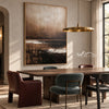 Brown Horizon with Broken White Reflections shown above a dining table.