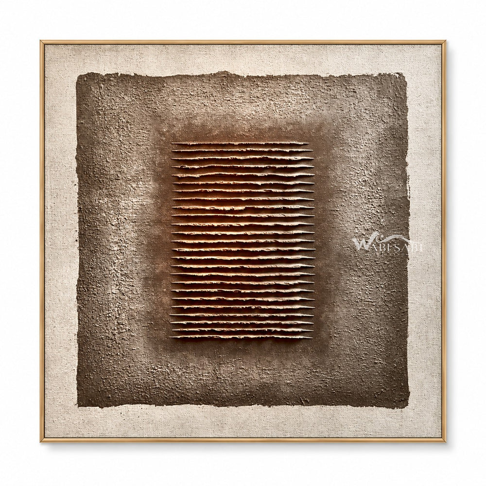 Brown Stacked Ridges on Taupe Wall Art — WS-0105 — artwork view
