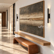 Central Seam in Charcoal and Sand shown above a bench.