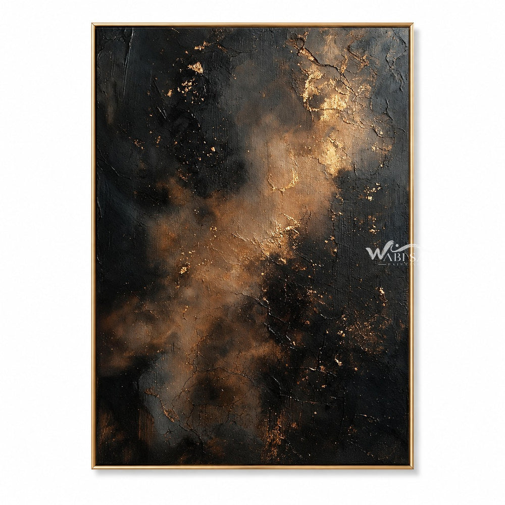 Charcoal Abstract Wall Art with Copper Clouds — WS-0069 — artwork view