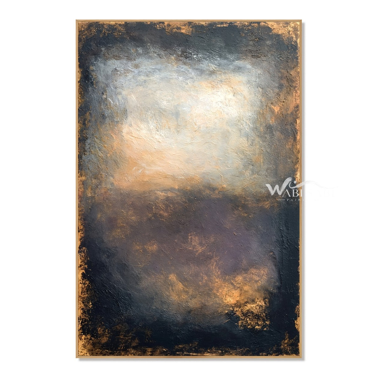 Charcoal and Brown Weathered Light Painting. Gold-colored flecks along broken edges.