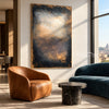 Charcoal and Brown Weathered Light Painting shown in a seating area.