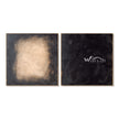 Charcoal and Cream Rectangle Diptych Painting. Cream rectangle against charcoal.