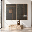 Charcoal Signs Geometric 2-Piece Set shown above a bench.