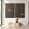 Charcoal Signs Geometric 2-Piece Set shown above a bench.