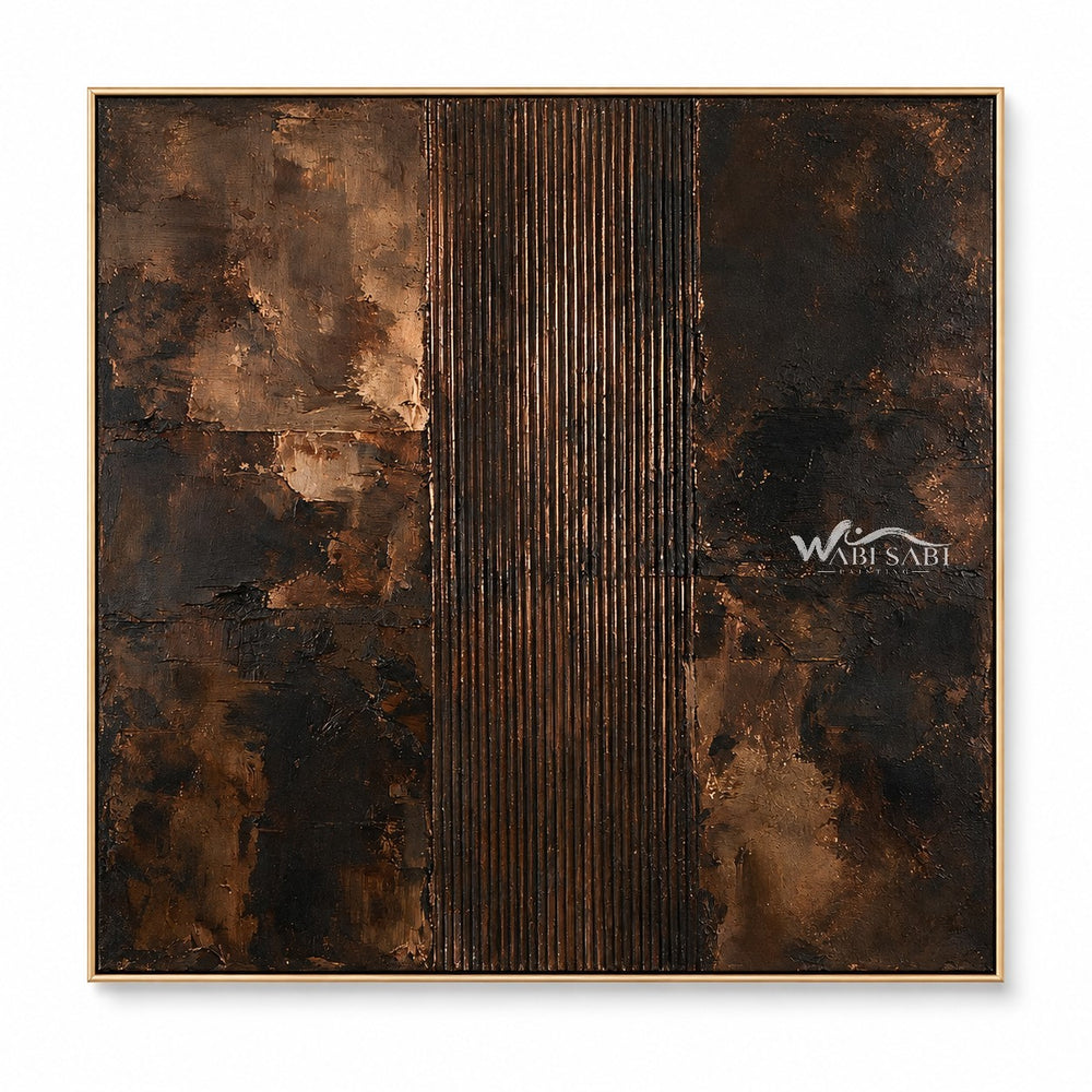 Copper and Charcoal Abstract with Center Stripes — WS-0097 — artwork view