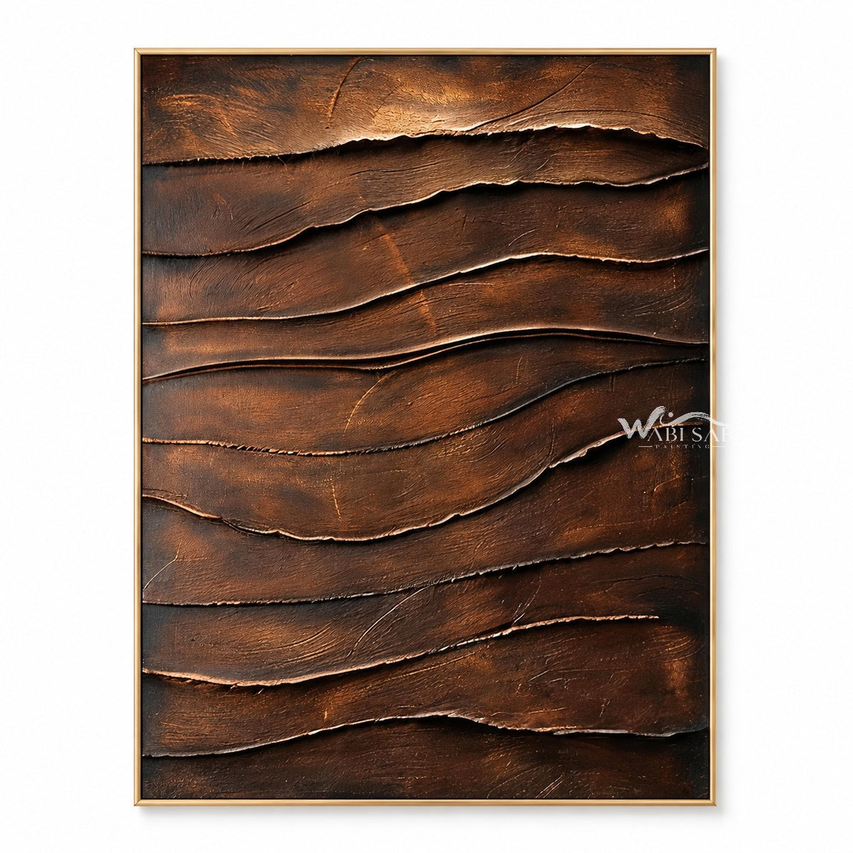 Stacked uneven bands in copper, brown. Copper-brown palette.