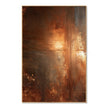 Copper Brown Weathered Canvas Painting. Fine horizontal mark through mottled color.