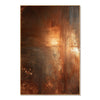 Copper Brown Weathered Canvas Painting. Fine horizontal mark through mottled color.