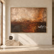 Copper Haze Abstract Canvas Art shown in an open interior.