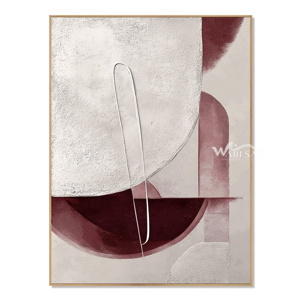 Cream and Burgundy Half Circle Painting — WS-0188 — artwork view