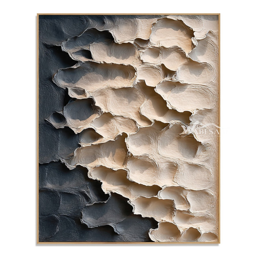 Cream and Charcoal Layered Forms Wall Art — WS-0128 — artwork view