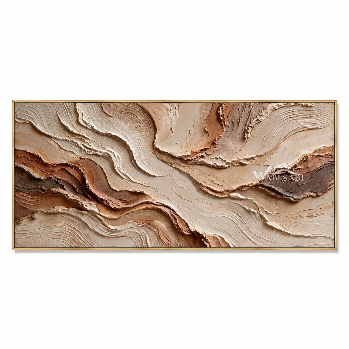 Wide contour composition in cream, rust, tan. Cream passage through rust and tan.
