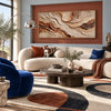 Cream and Rust Contour Panorama Wall Art shown above a cream sofa.